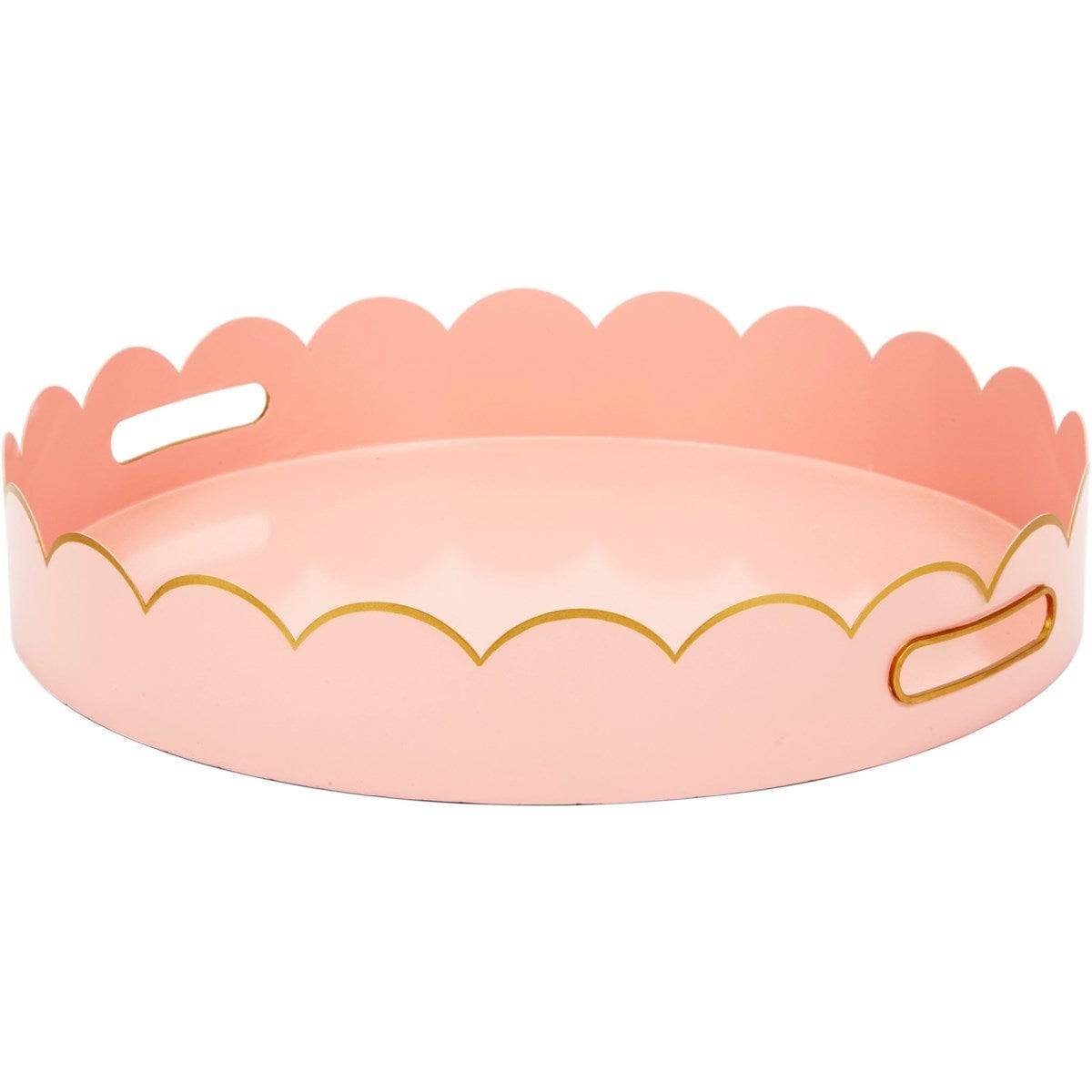 Eloise Pink and Gold Scallop Round Metal Tray - The Preppy Bunny