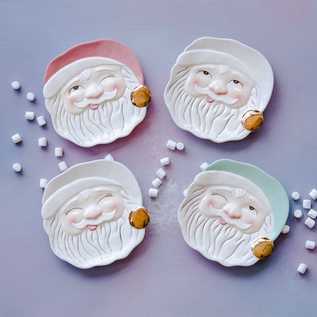 Papa Noel Cookie Plate - 4 Assorted Colors - Sold Individually - The Preppy Bunny