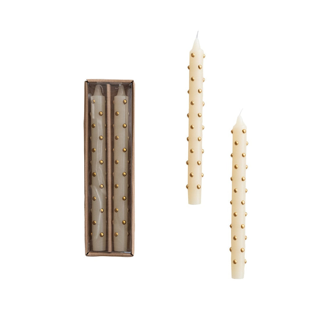 Unscented Taper Candles with 3D Dots in Box, Set of 2