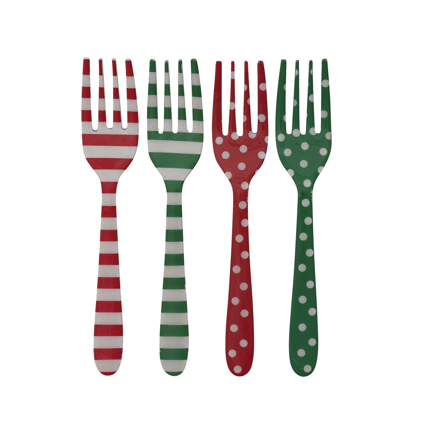 Enameled Stainless Steel Fork with Dots/Stripes Pattern, 4 Styles