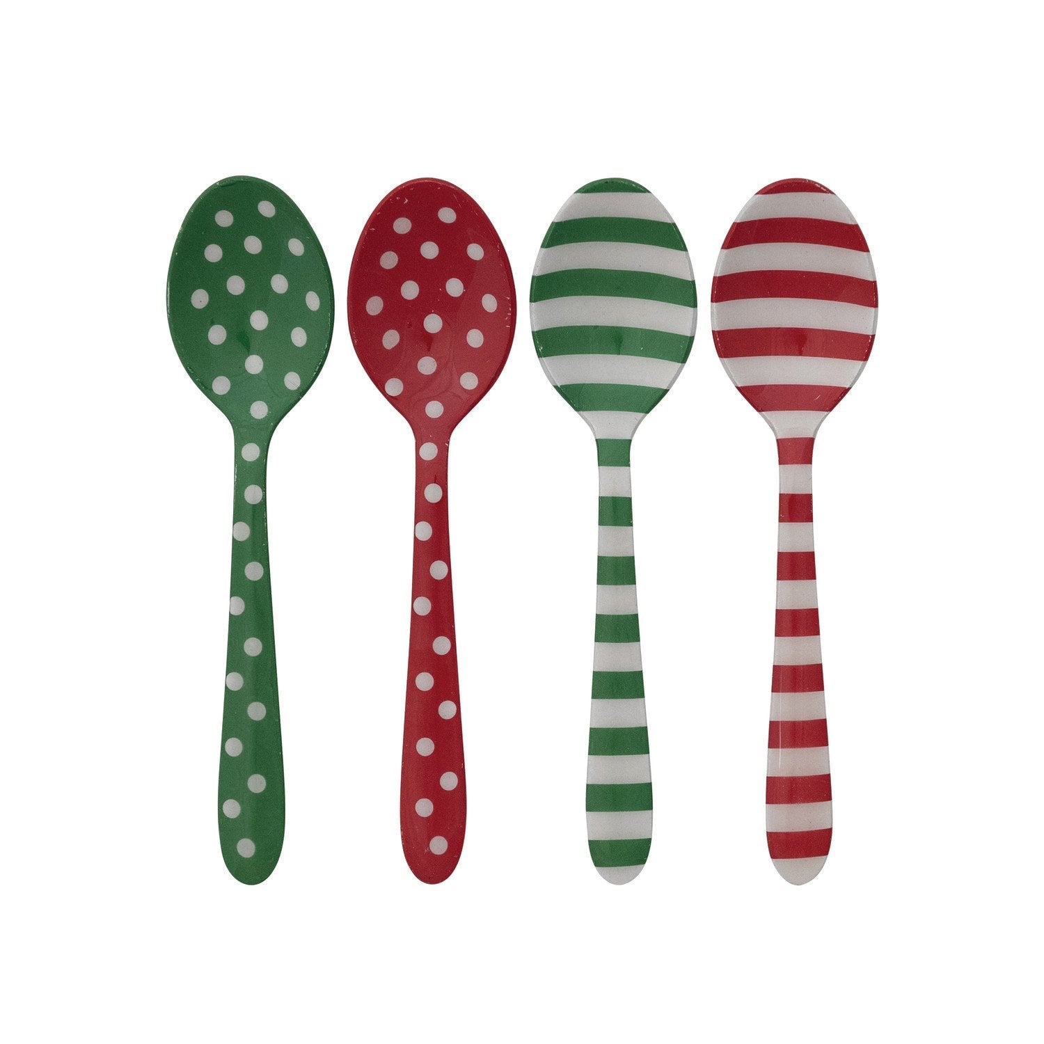 Enameled Stainless Steel Spoon with Dots/Stripes Pattern, 4 Styles