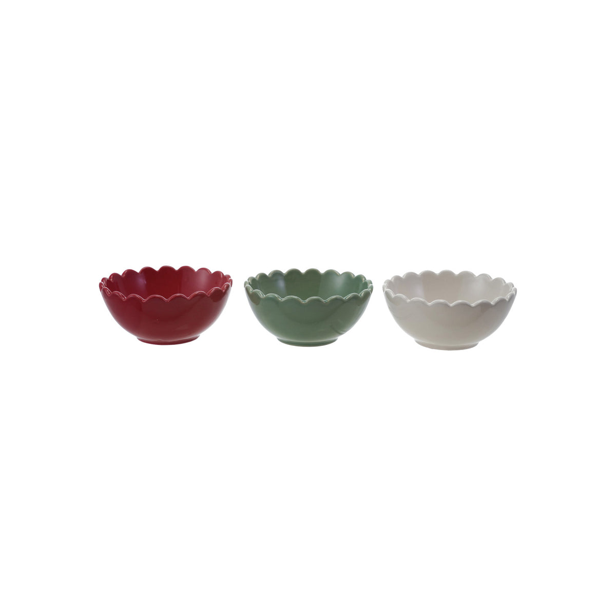 4-1/2" Round x 2"H Stoneware Scalloped Bowl, 3 Colors