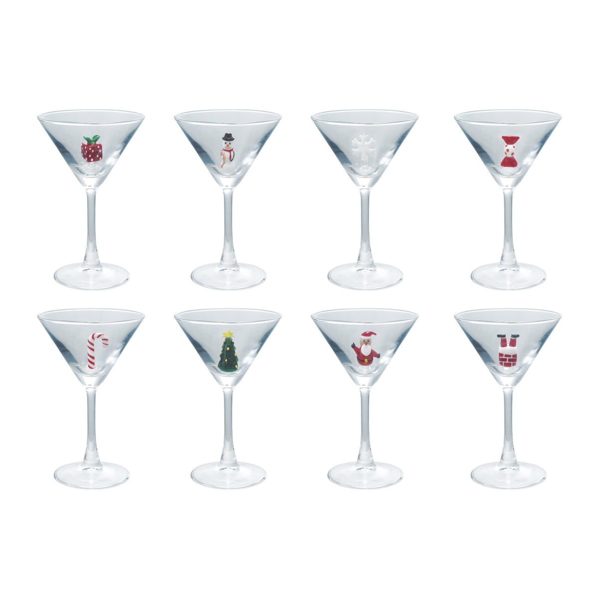 4 oz. Martini Glass with Hand-Blown Holiday Figure, 8 Styles
