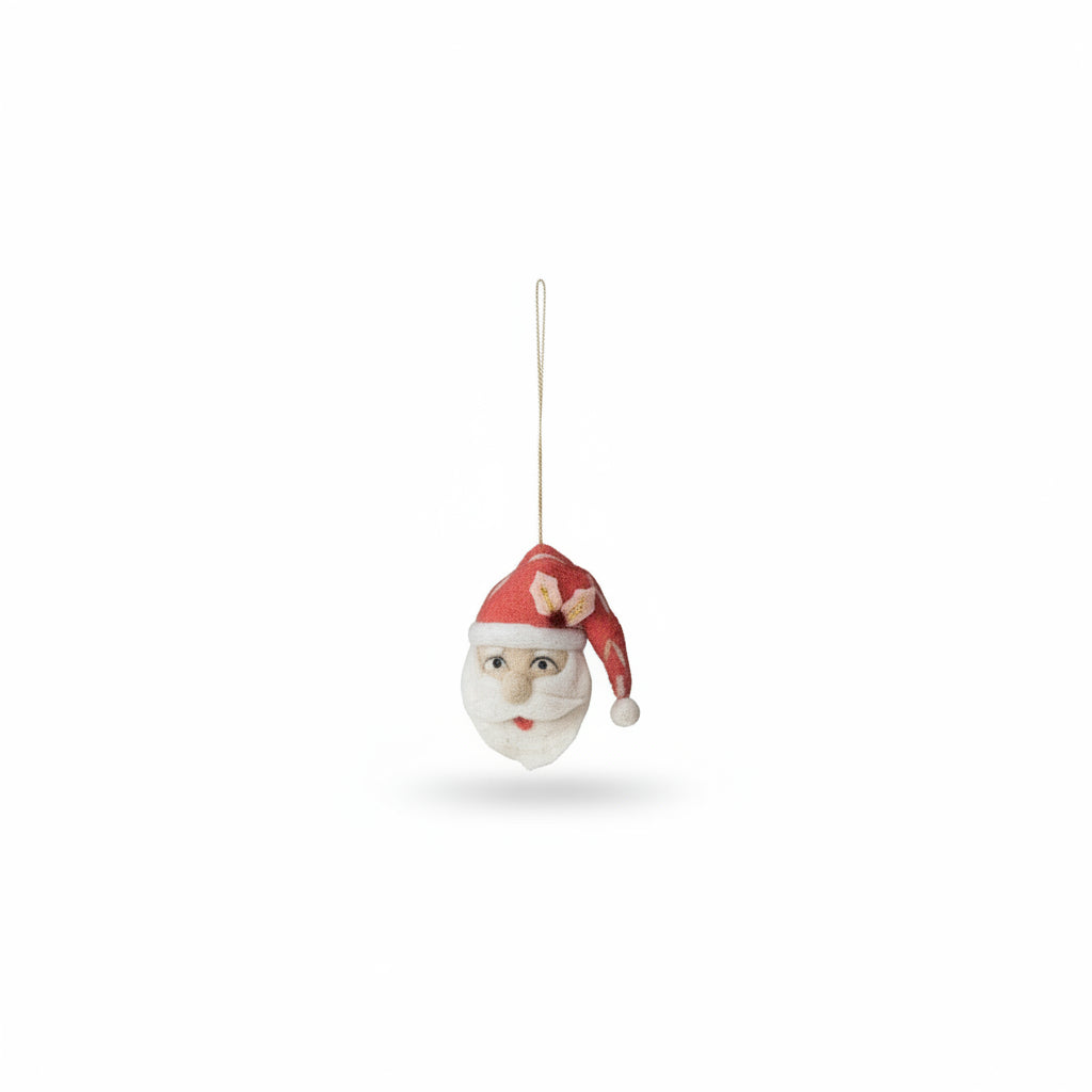 Handmade Wool Felt Santa Head Ornament ©