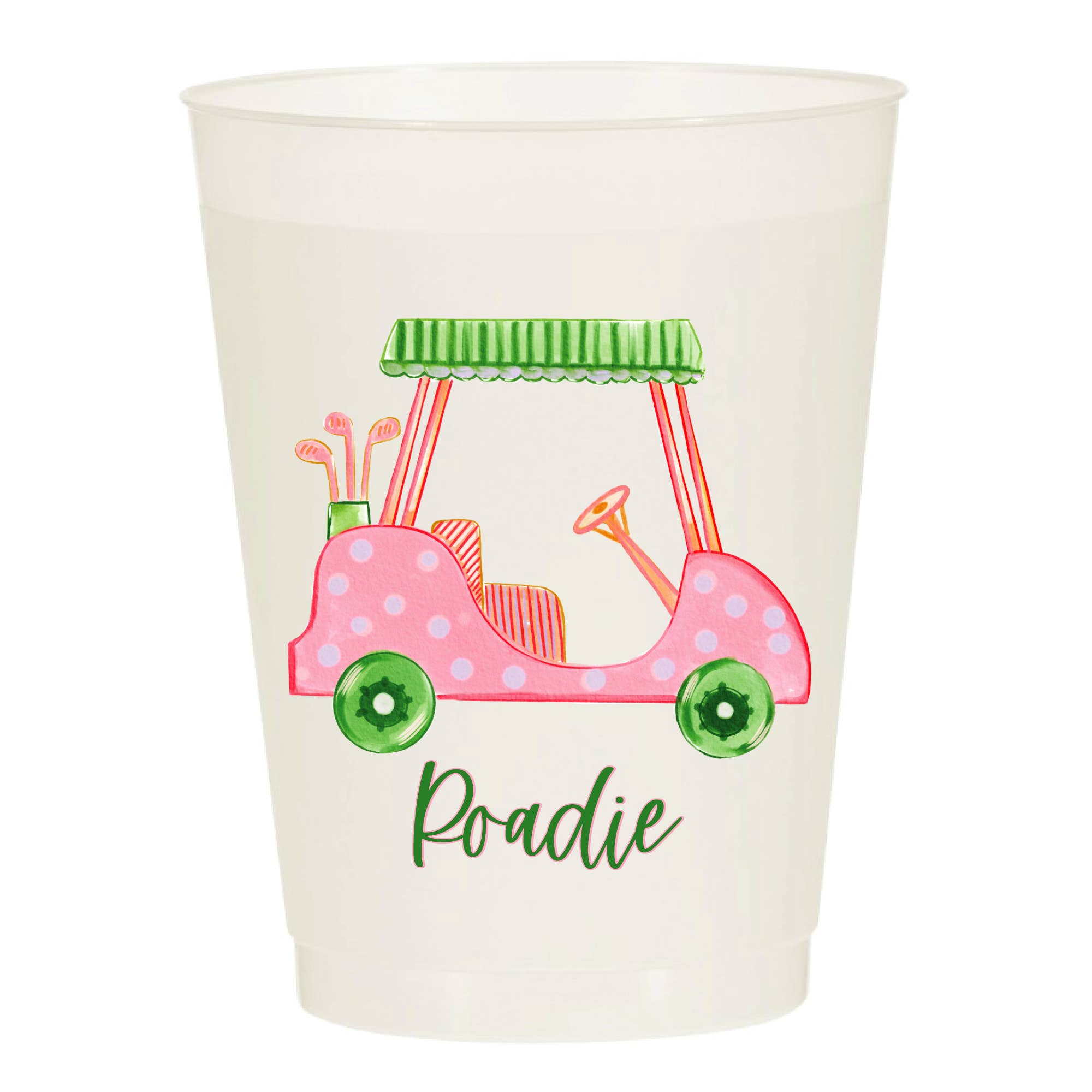 Girly Golf Cart Roadie Pink Masters Frosted Cups - The Preppy Bunny