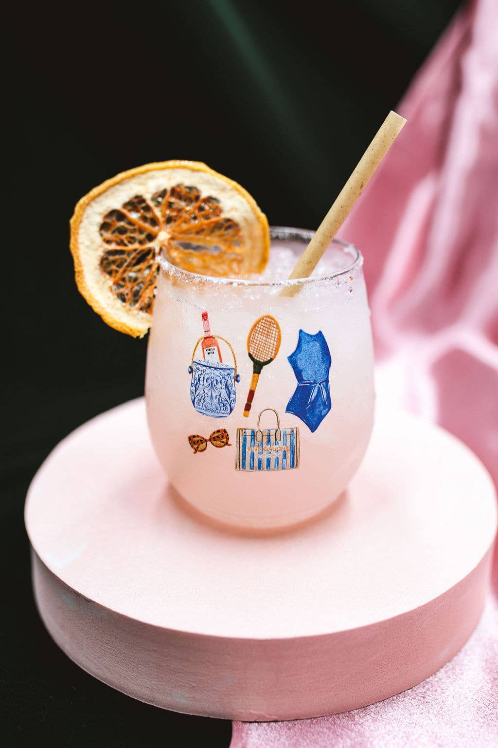 Hampton Summer 14oz Stemless Wine Glass - The Preppy Bunny